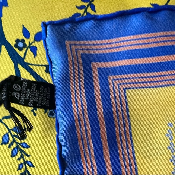 E. Marinella Italian Luxury Silk Scarf 90cm Tree of Life Blue - Brand New - Picture 5 of 13